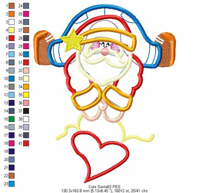 Cute Santa Claus - Applique - Machine Embroidery Design