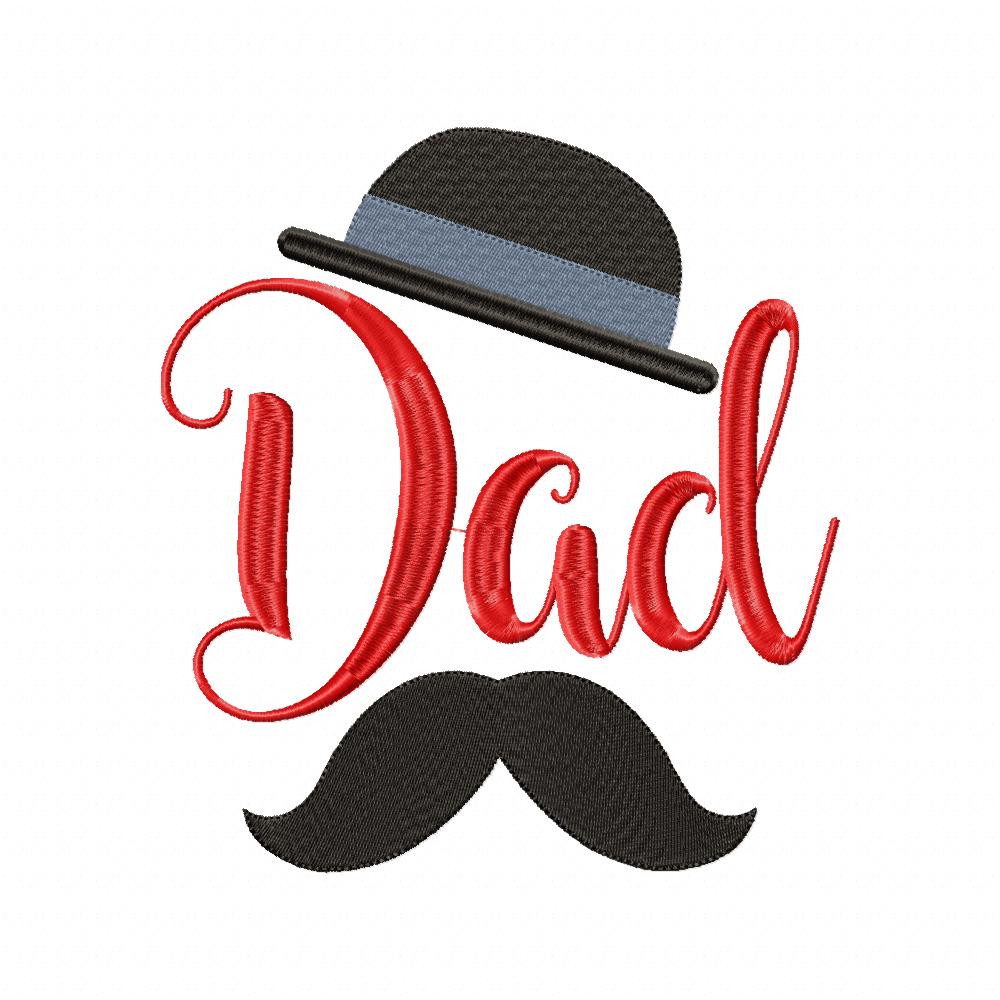 Dad Hat and Mustache - Fill Stitch - 4x4 5x5 6x6 7x7