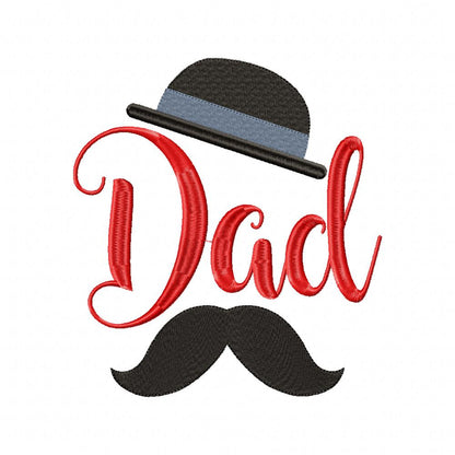 Dad Hat and Mustache - Fill Stitch - 4x4 5x5 6x6 7x7