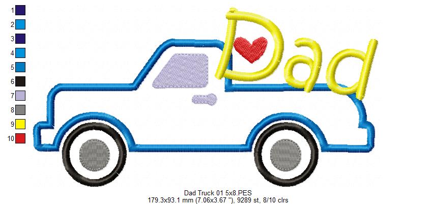 Daddy's Truck - Applique - Set of 2 designs