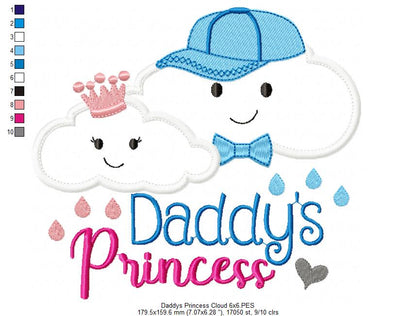 Cloud Daddy's Princess - Applique - Machine Embroidery Design