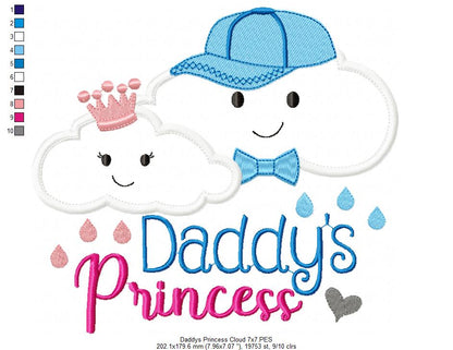 Cloud Daddy's Princess - Applique - Machine Embroidery Design