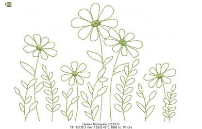 Cute Daisies - Redwork Embroidery