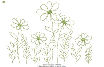 Cute Daisies - Redwork Embroidery