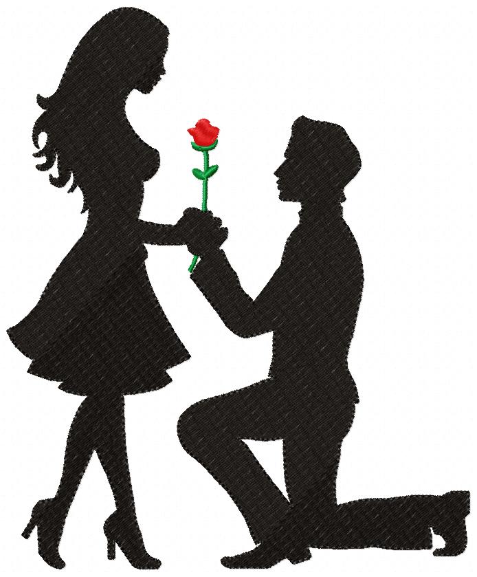 Declaration of Love Silhouette - Fill Stitch - Machine Embroidery Design