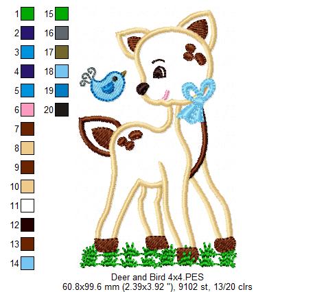 Deer and Bird - Applique