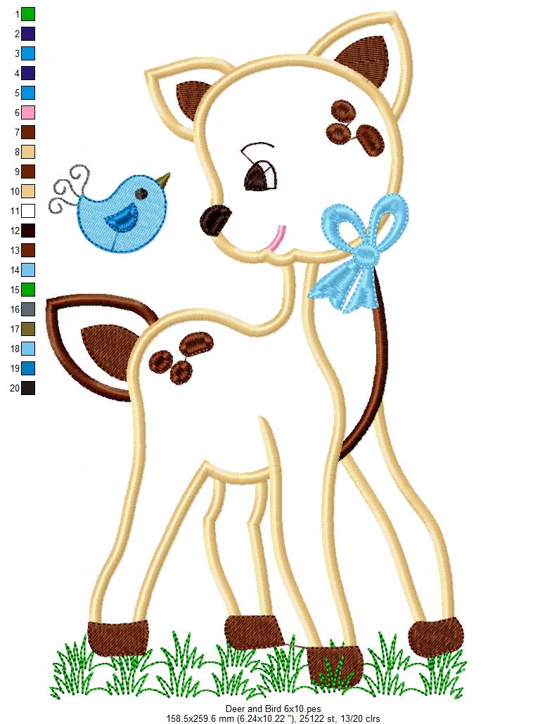 Deer and Bird - Applique