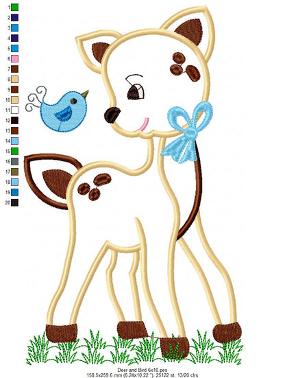 Deer and Bird - Applique