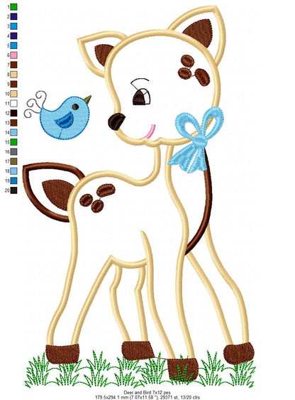 Deer and Bird - Applique