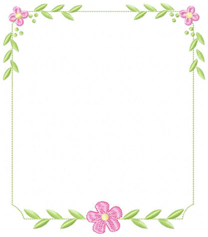 Delicate Flower Frame - Fill Stitch - Machine Embroidery Design