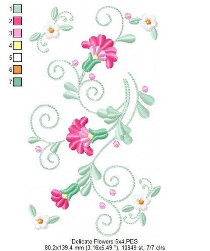 Delicate Flowers Branch - Fill Stitch