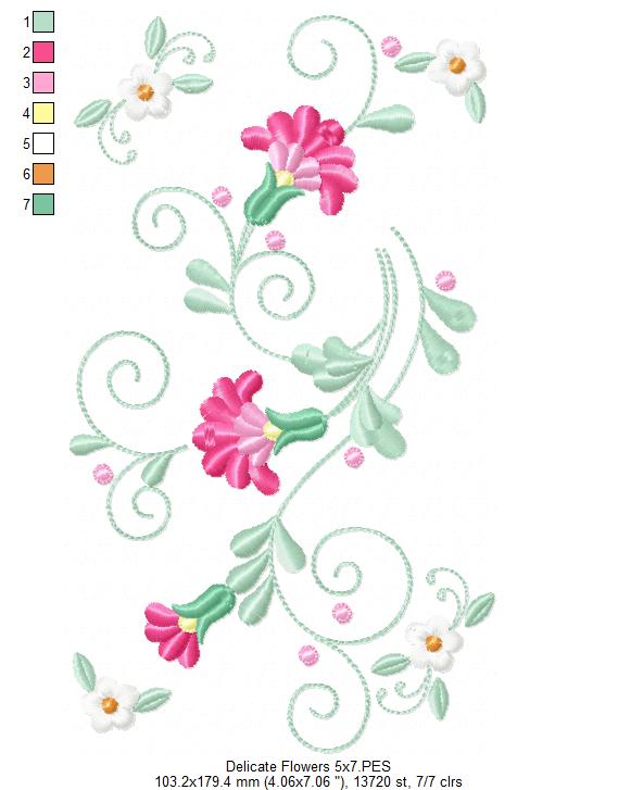 Delicate Flowers Branch - Fill Stitch