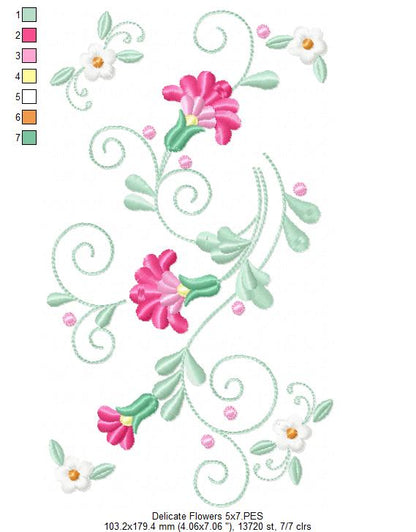 Delicate Flowers Branch - Fill Stitch