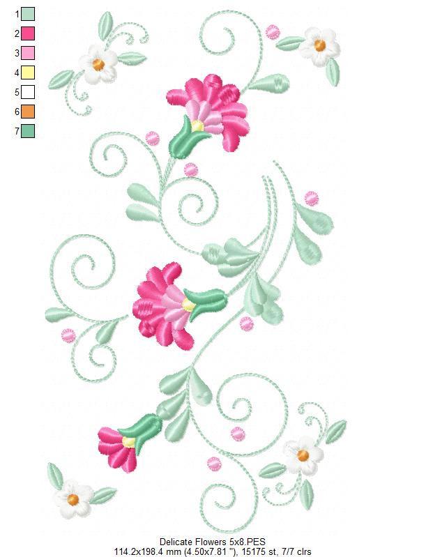 Delicate Flowers Branch - Fill Stitch