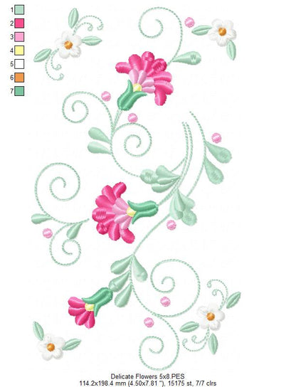 Delicate Flowers Branch - Fill Stitch