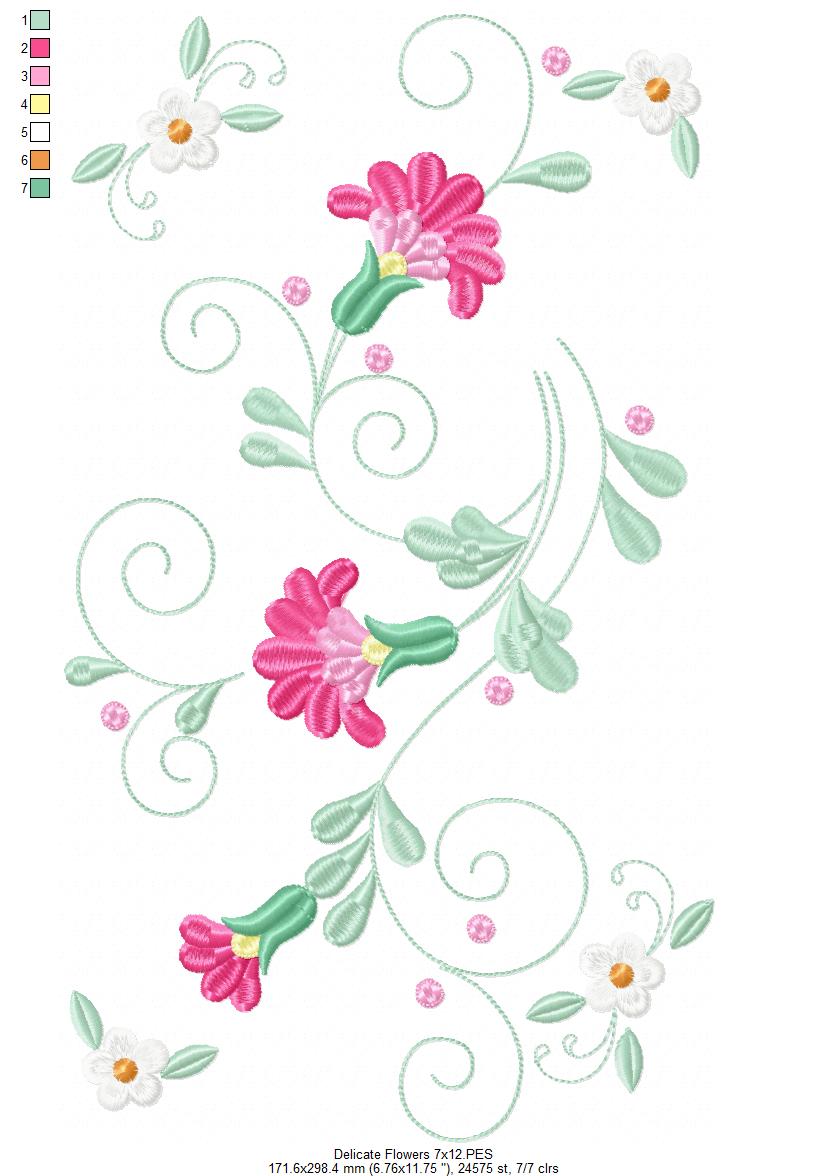 Delicate Flowers Branch - Fill Stitch