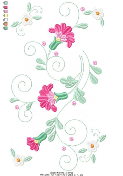 Delicate Flowers Branch - Fill Stitch
