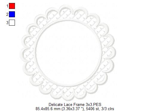 Delicate Lace Frame - Applique - Machine Embroidery Design