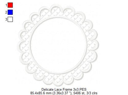 Delicate Lace Frame - Applique - Machine Embroidery Design