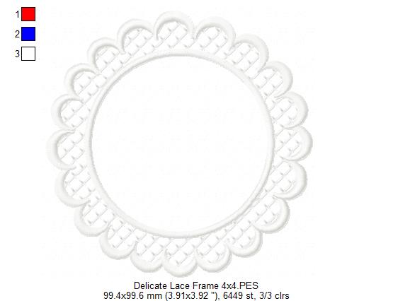 Delicate Lace Frame - Applique - Machine Embroidery Design