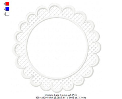 Delicate Lace Frame - Applique - Machine Embroidery Design