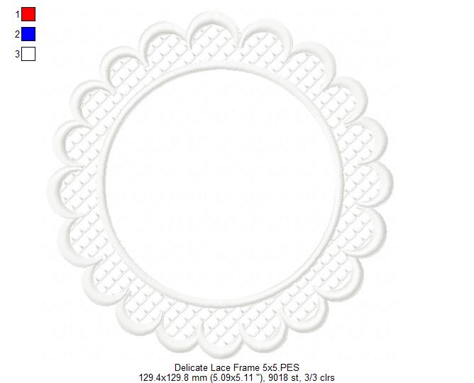 Delicate Lace Frame - Applique - Machine Embroidery Design