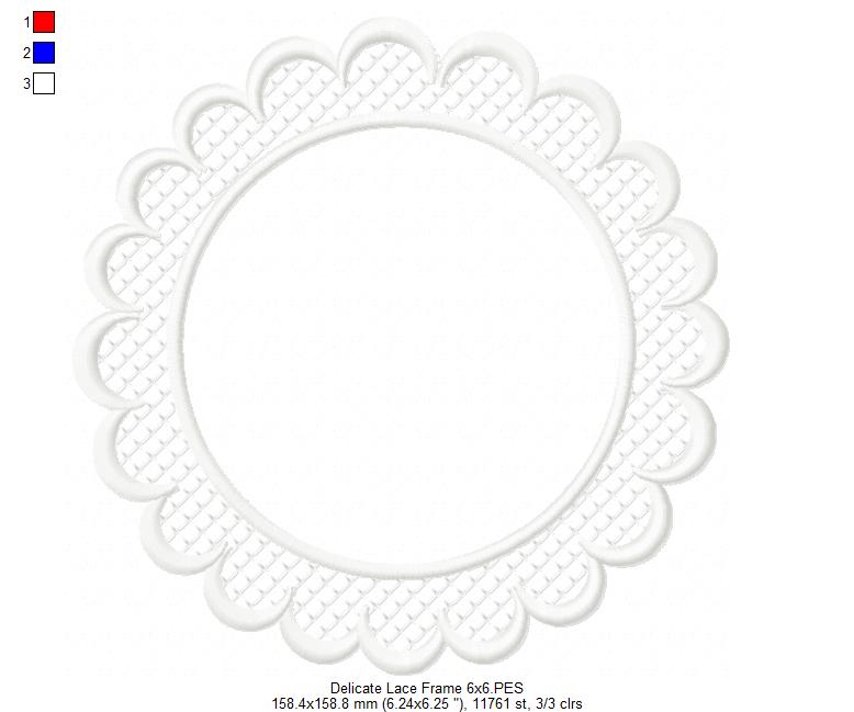 Delicate Lace Frame - Applique - Machine Embroidery Design