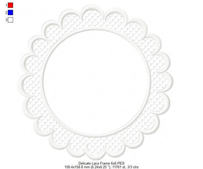 Delicate Lace Frame - Applique - Machine Embroidery Design