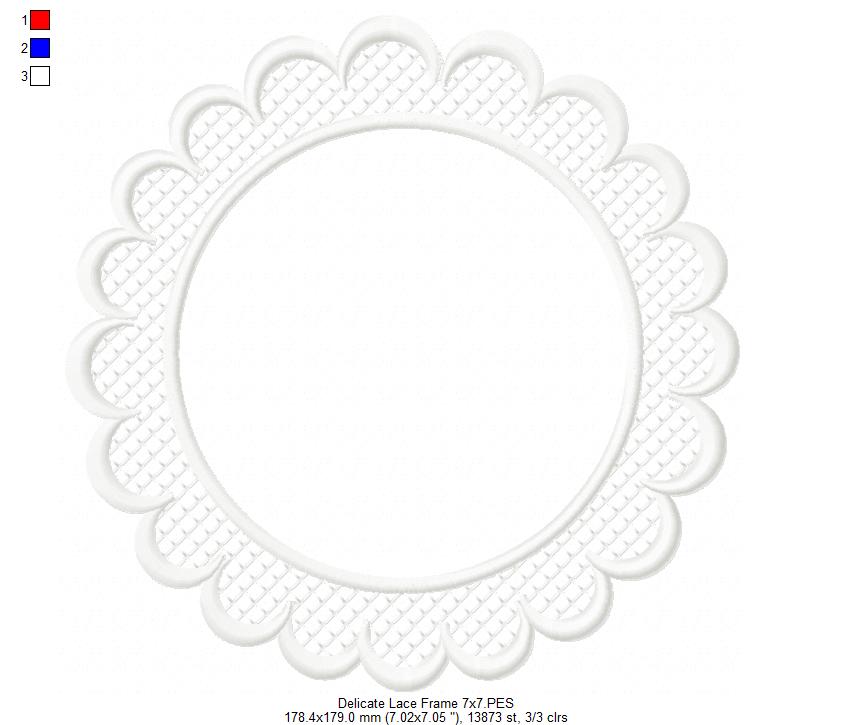 Delicate Lace Frame - Applique - Machine Embroidery Design