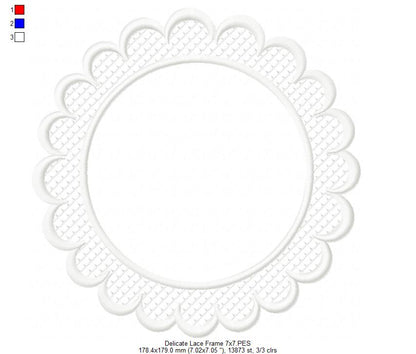 Delicate Lace Frame - Applique - Machine Embroidery Design
