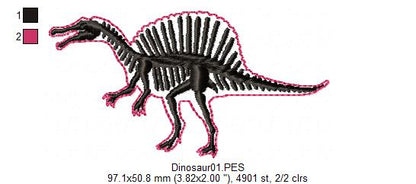 Spinosaurus Dinosaur Skeleton - Satin Stitch