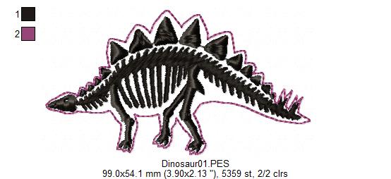 Stegosaurus Dinosaur Skeleton - Satin Stitch