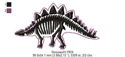 Stegosaurus Dinosaur Skeleton - Satin Stitch