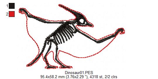 Pterodactyl Dinosaur Skeleton - Satin Stitch