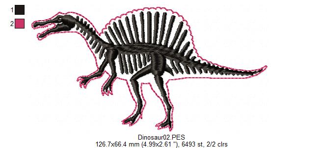 Spinosaurus Dinosaur Skeleton - Satin Stitch