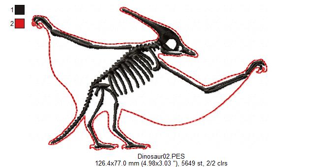 Pterodactyl Dinosaur Skeleton - Satin Stitch