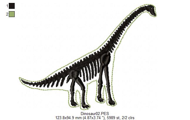 Brontosaurus Dinosaur Skeleton - Satin Stitch