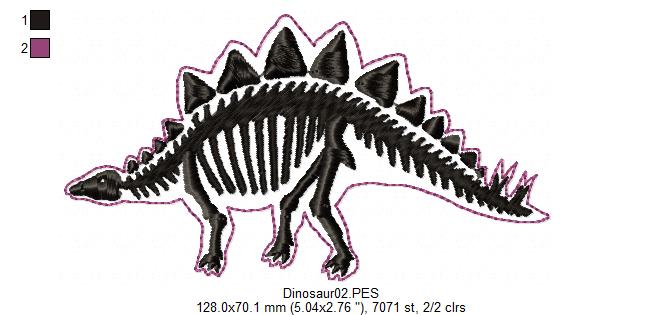 Stegosaurus Dinosaur Skeleton - Satin Stitch