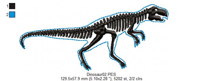 Tyrannosaurus Rex Dinosaur Skeleton - Satin Stitch