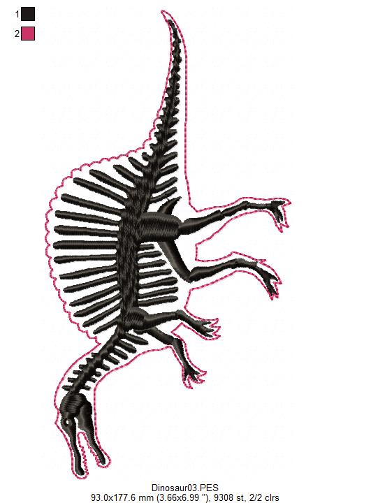 Spinosaurus Dinosaur Skeleton - Satin Stitch