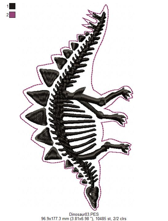 Stegosaurus Dinosaur Skeleton - Satin Stitch