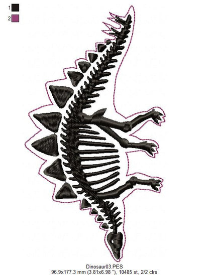 Stegosaurus Dinosaur Skeleton - Satin Stitch