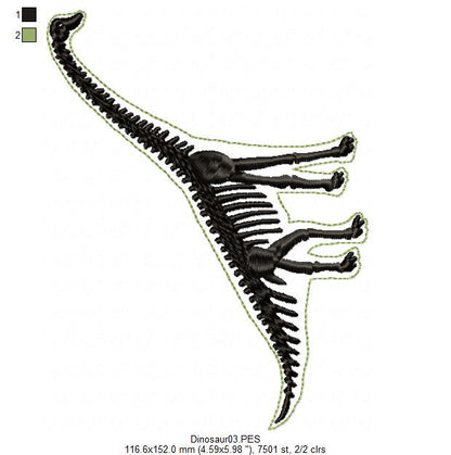 Brontosaurus Dinosaur Skeleton - Satin Stitch