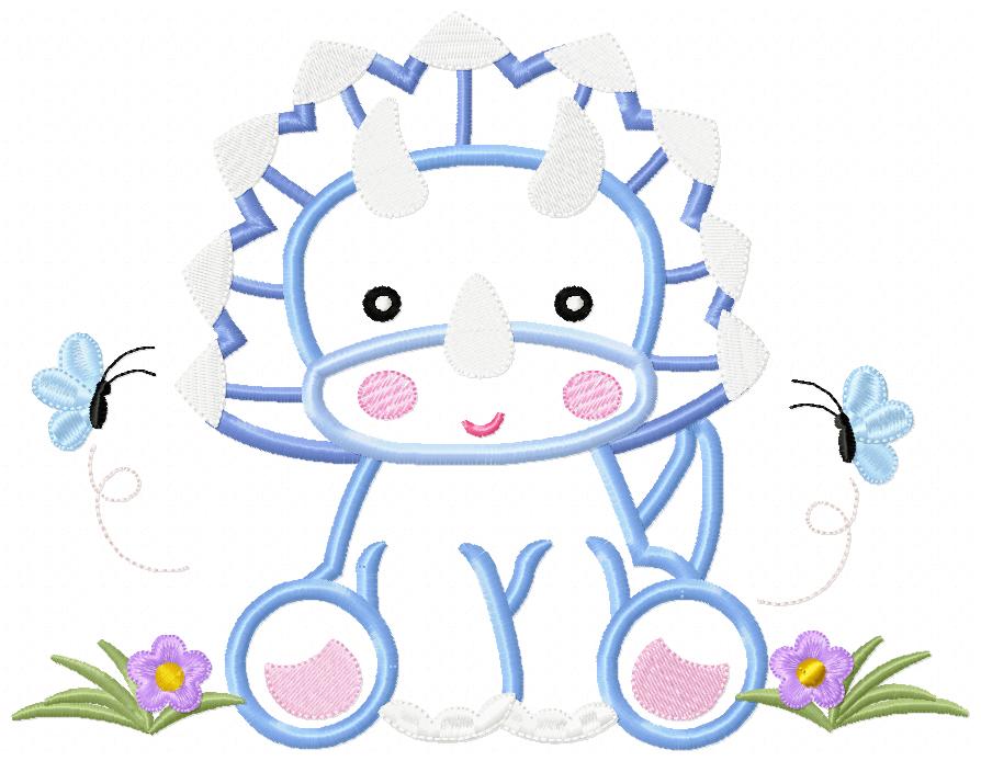 Baby Dinosaur Boy - Applique - Machine Embroidery Design