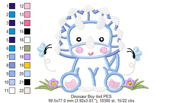 Baby Dinosaur Boy - Applique - Machine Embroidery Design