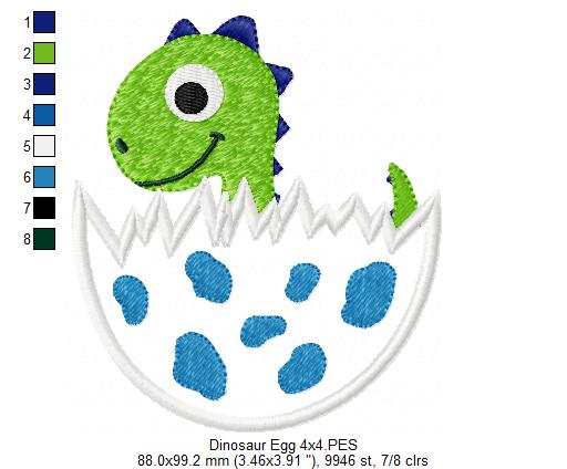 Baby Dinosaur in the Egg - Applique Embroidery