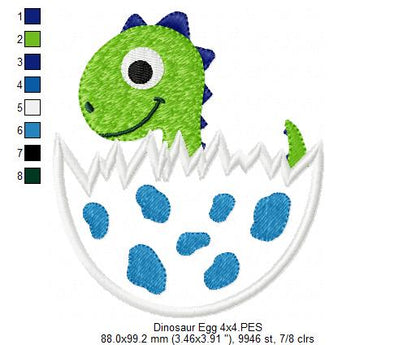 Baby Dinosaur in the Egg - Applique Embroidery