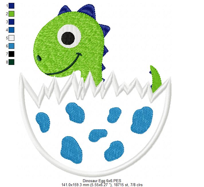 Baby Dinosaur in the Egg - Applique Embroidery