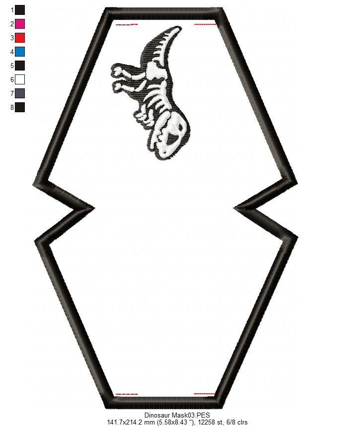Dinosaur Face Mask - ITH Project - Machine Embroidery Design