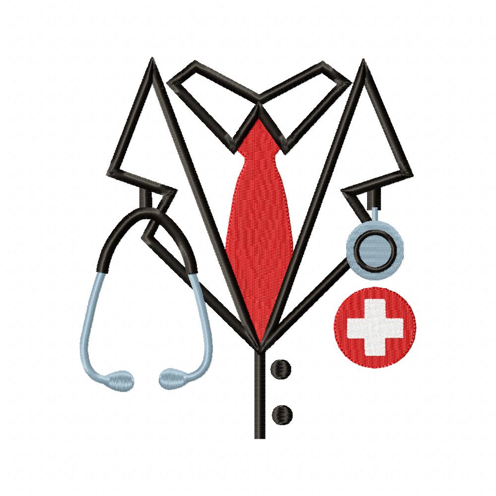 Doctor with Stethoscope - Applique - Machine Embroidery Design